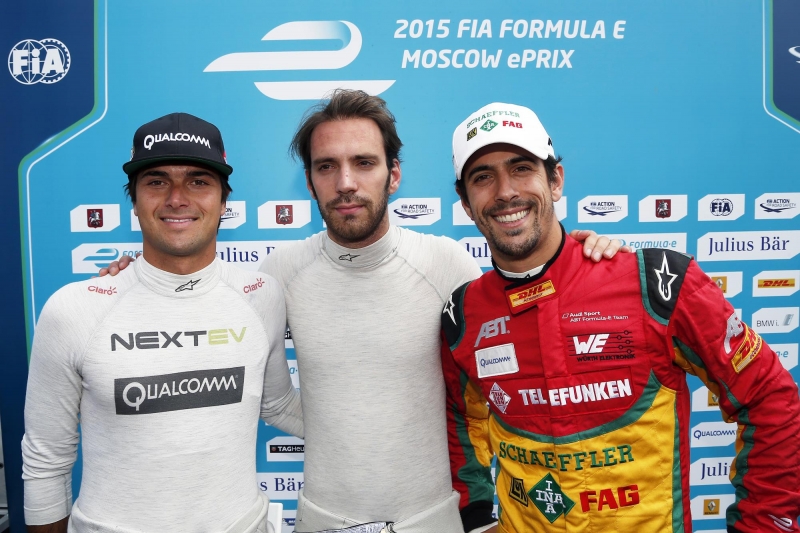 Nelson Piquet jr, Jean-Eric Vergne, Lucas di Grassi in Moskau