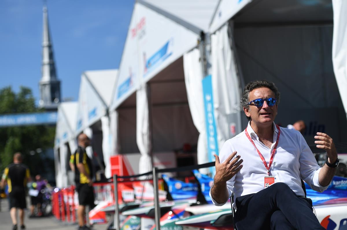 Alejandro-Agag-sits-in-Montreal-Pitlane-Formula-E