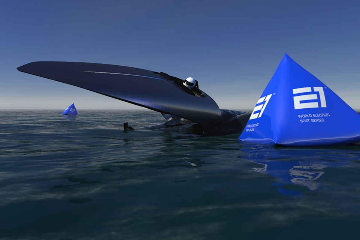Electric-Powerboat-Blue-Pylons