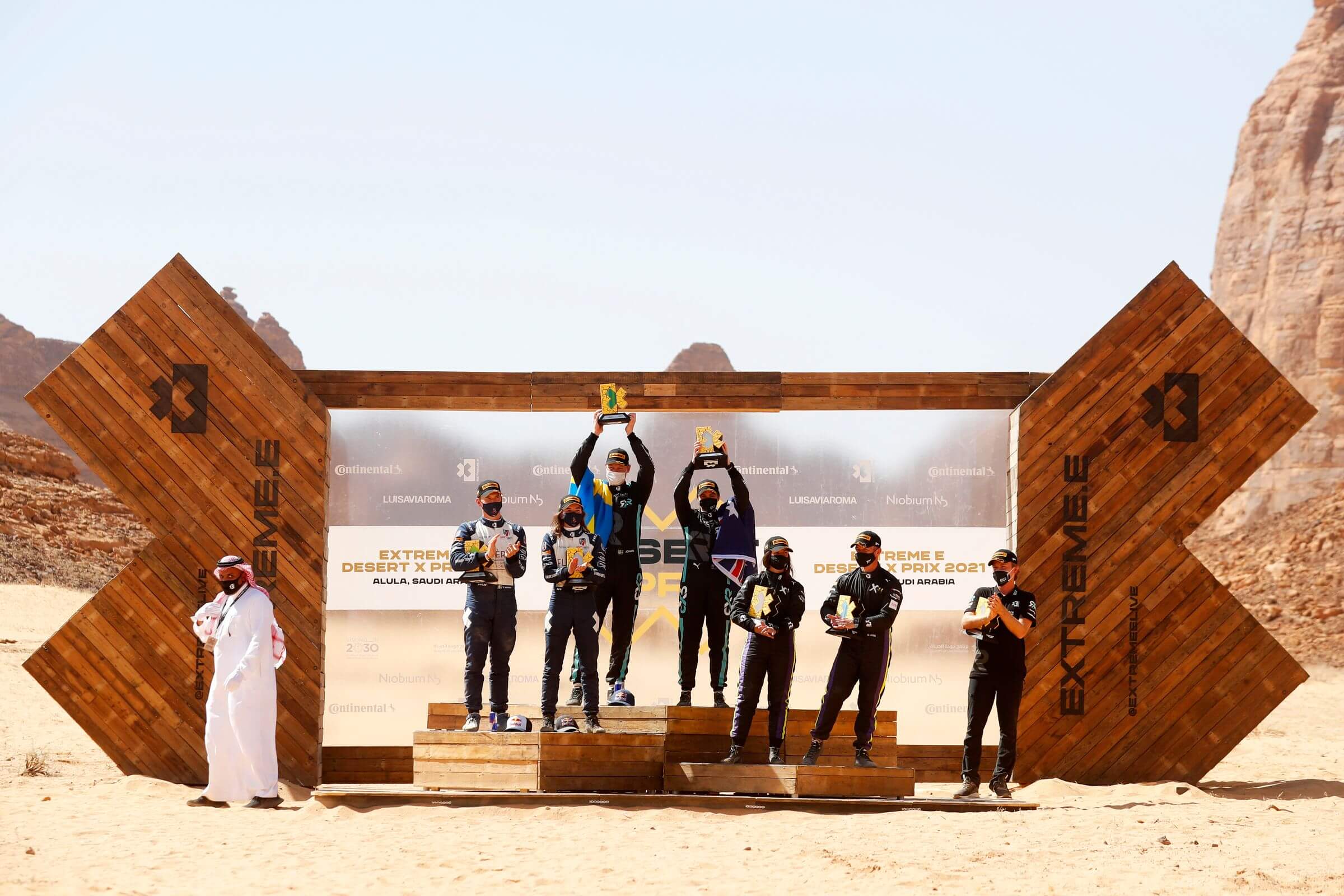 Podium-Ceremony-Desert-X-Prix-Extreme-E-Saudi-Arabia