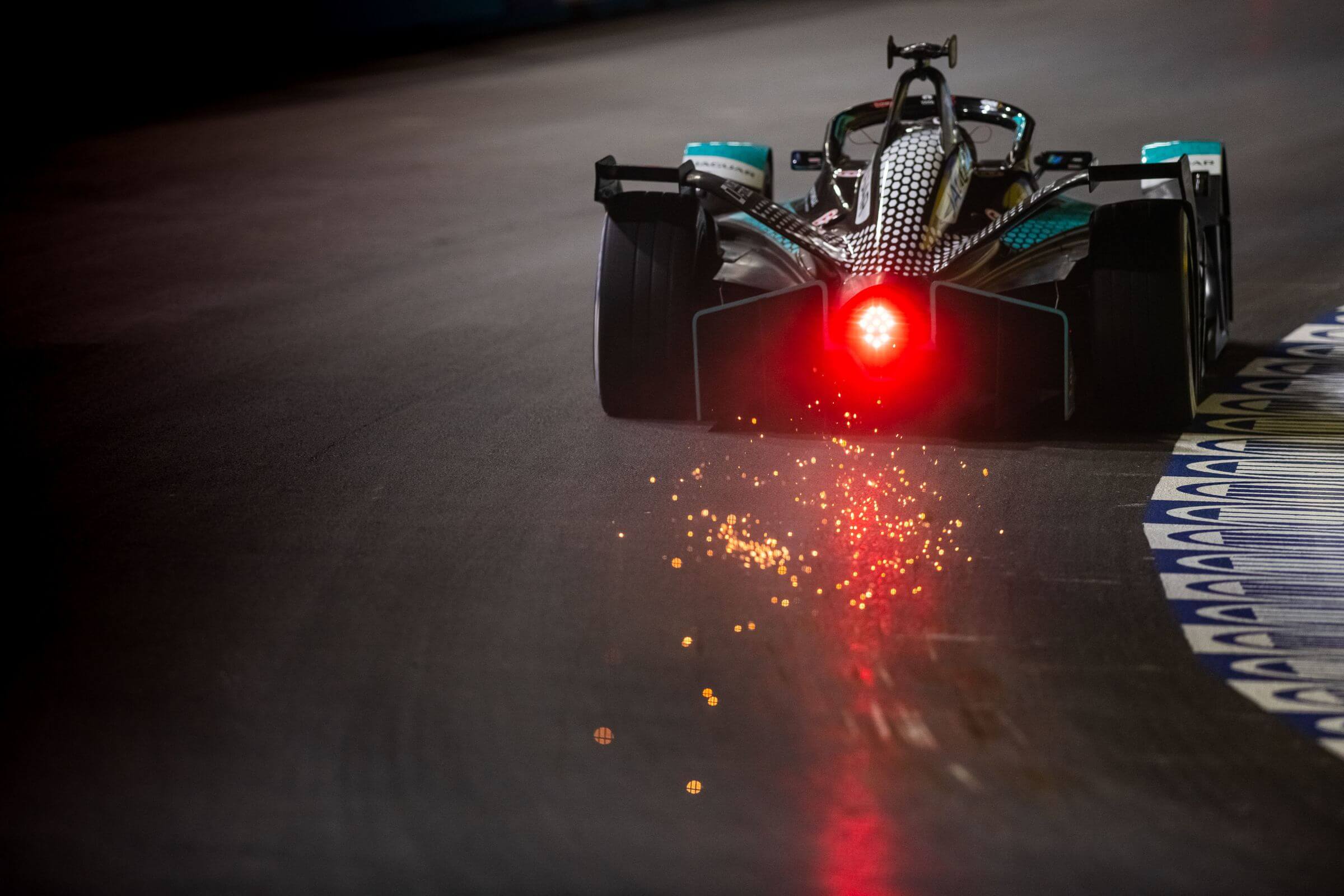 Jaguar-Formula-E-Car-from-behind-Sparks-at-Night-Saudi-Arabia-2022