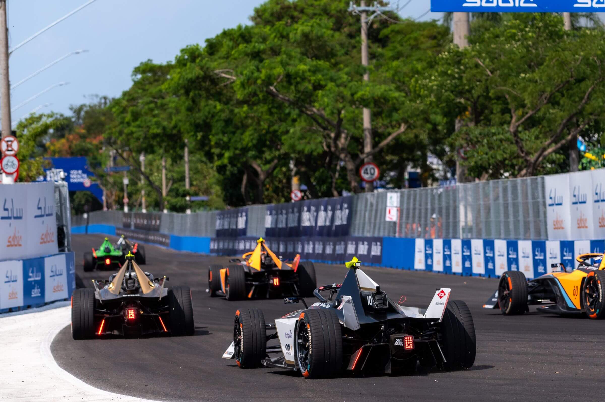 2023-Sao-Paulo-E-Prix-Turn-3-cars-from-behind-Jaguar-McLaren-DS-Penske-Envision