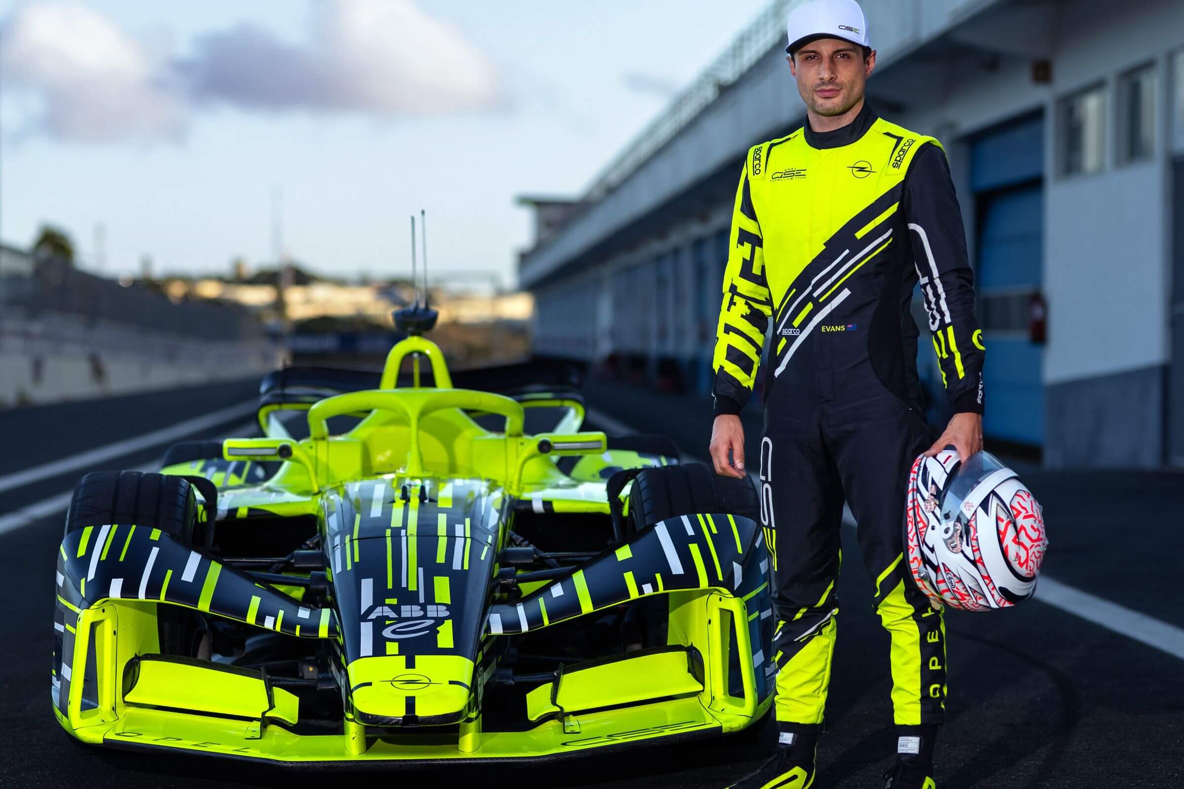 Mitch-Evans-Opel-GSE-standing-next-to-Gen4-development-car